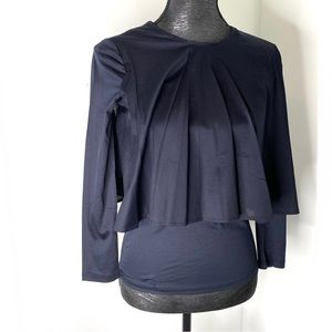 COS Black Pleated Layered Long Sleeve Top NWT